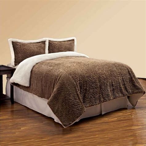 Northcrest Faux Fur And Sherpa Brown Zebra King Bed Comforter Set 3 Piece