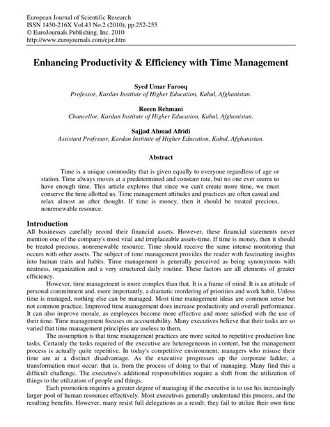 (PDF) Enhancing productivity & efficiency with time management