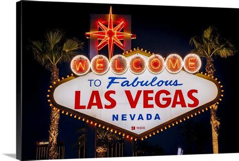 Welcome to Fabulous Las Vegas Nevada Sign at Night | Great Big Canvas