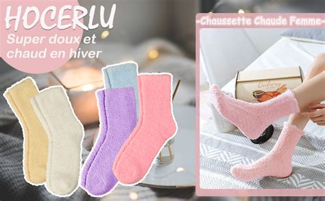 Hocerlu Chaussette Chaude Femme 5 Paires Corail Polaire Hiver