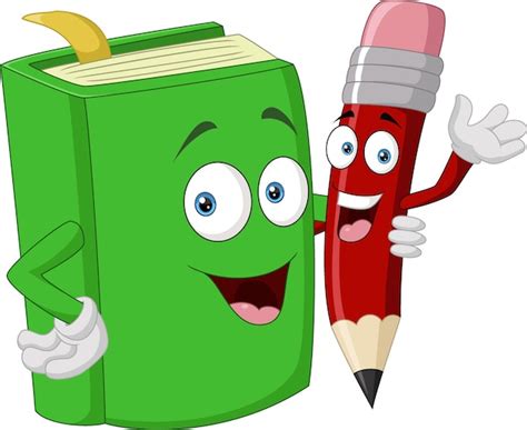 Premium Vector Cute Book And Pencil Cartoon