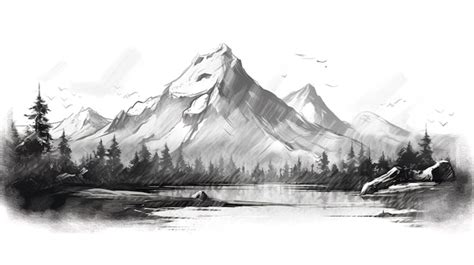 Premium AI Image | Hand drawn mountain in sketch style isolated on white background vector ...