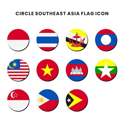 Premium Vector | Circle southeast asia flag icon with a white background