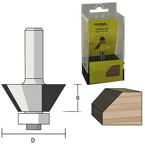 Fraise à chanfreiner 45 D 44 5 mm Ht 15 9 mm Lt 48 mm Queue 8 mm