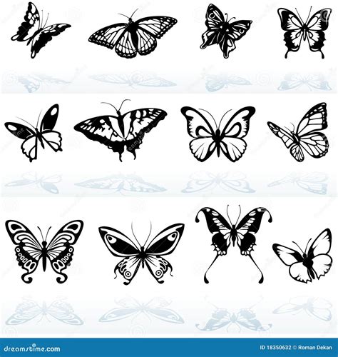 Butterfly Silhouettes Black Outline Butterflies Tattoo Graphic