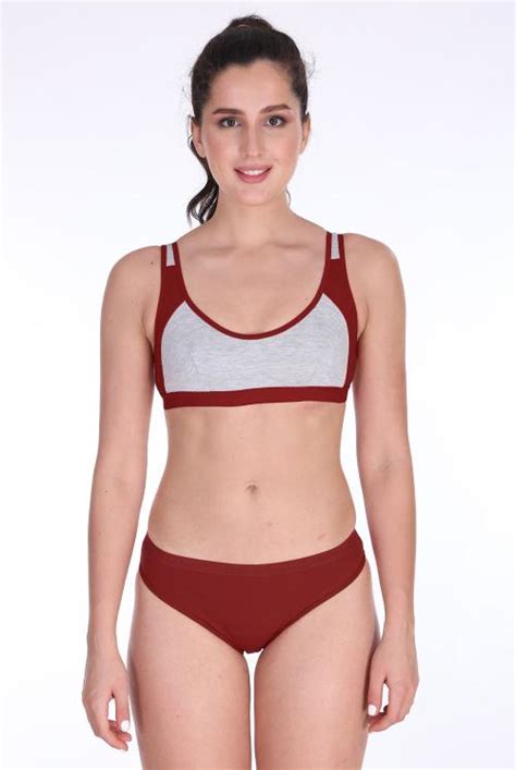 Buy In Curve Women S Maroon Cotton Bra Panty Set For Lingerie Set Undergarments Nightwear Hot