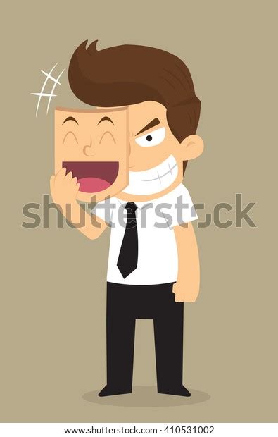 Businessman Wear Mask Smile Face Insidious Stock Vector (Royalty Free ...