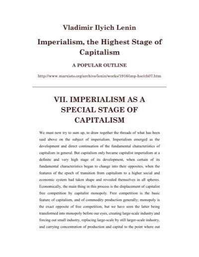 Imperialism The Highest Stage Of Capitalism VII Richard Curtis