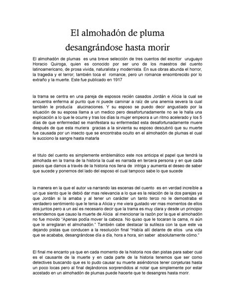 El almohadón de plumas El almohadón de pluma desangrándose hasta