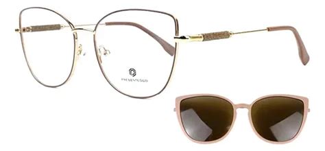 Armação Grau Feminino Clipon Em Haste Brilho Gg Cor C Nude Parcelamento sem juros