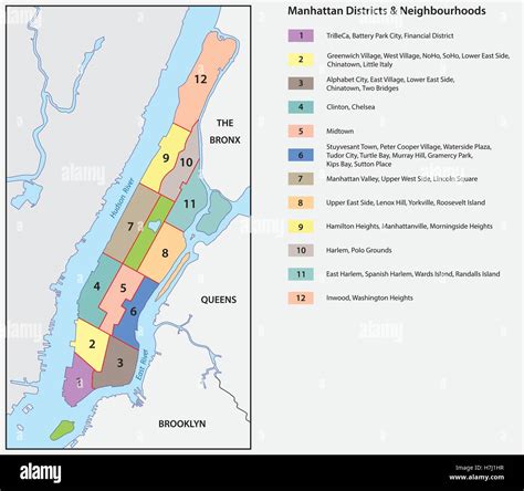 new york city district map manhattan Stock Vector Image & Art - Alamy