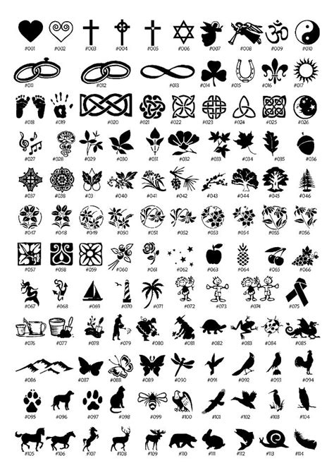 a large collection of different symbols and designs