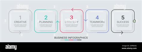 Abstract 3D Infographic Thin Line Infographic Template With 5 Steps