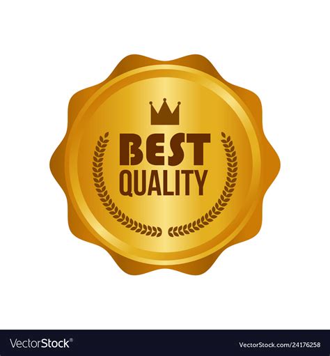 Best Quality Gold Sign Round Label Royalty Free Vector Image