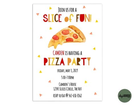 Editable Pizza Party Invitation Template Pizza Birthday Etsy