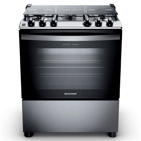 Fogão 5 Bocas Grill - Fogão de Piso Brastemp 5 Bocas com Turbo Chama e Grill Inox - BFS5GDR ...