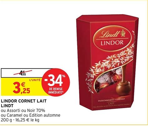 Promo Lindor Cornet Lait Lindt Chez Intermarch