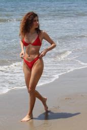 Blanca Blanco In A Skimpy Red Bikini On The Beach In Malibu