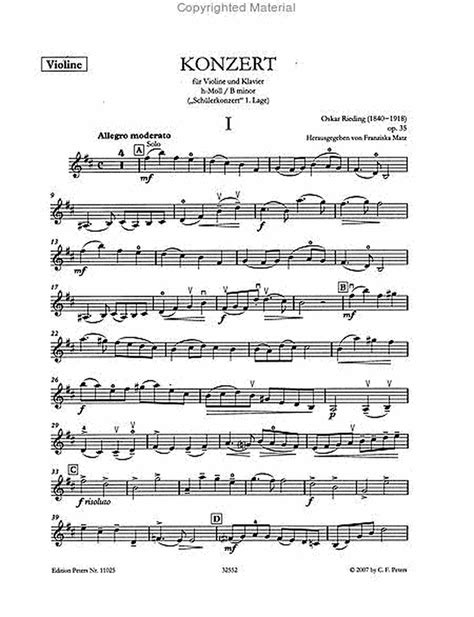 Concerto In B Minor Op 35 By Oscar Rieding Violin Solo Sheet Music Sheet Music Plus