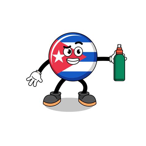 cuba flag illustration cartoon holding mosquito repellent 15903435 ...