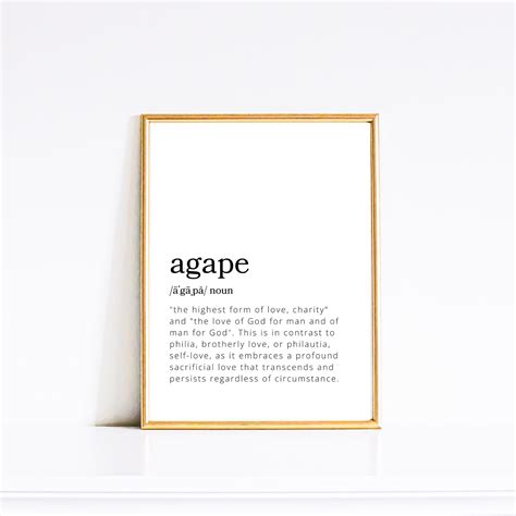 Agape Love Definition Christian Minimalist Wall Art - Etsy