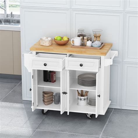 Kitchen Island Cart Kitchen Island On Wheels With Solid Wood Desktop