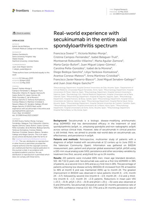 Pdf Real World Experience With Secukinumab In The Entire Axial