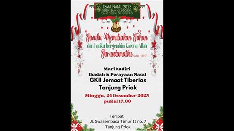 Ibadah Perayaan Natal GKII Tiberias 24 Desember 2023 YouTube