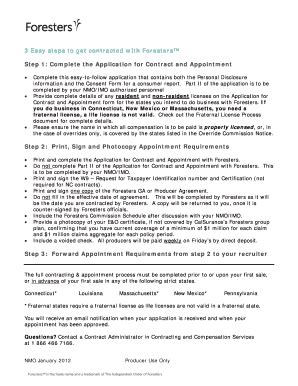 Fillable Online 3 Easy Steps To Get Contracted With Foresters Step 1