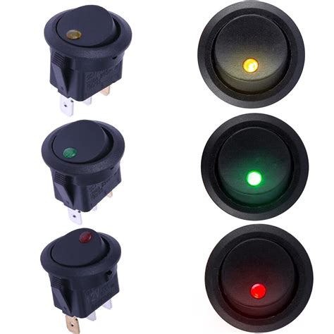 Pcs Led Dot Light Switch V Car Boat Round Rocker On Off Toggle Spst