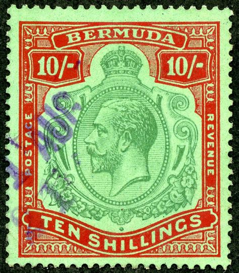 Bermuda Scott Red Green Emerald King George V Postage