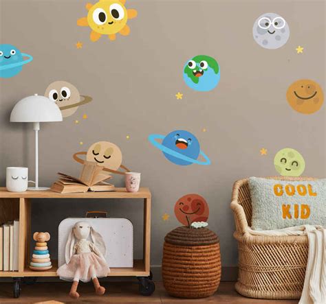 Kids Fun Planets Wall Decals - TenStickers