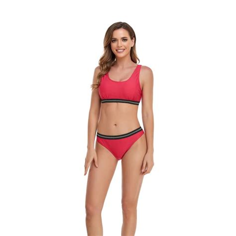 Women S Piece Red Sports Bikini Set L Sports Swimwear