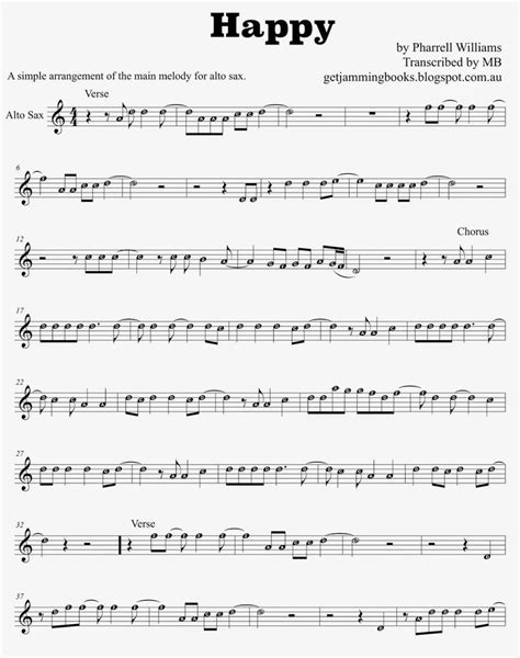 "Happy" - sheet music for alto sax (as requested by a Get Jamming ...