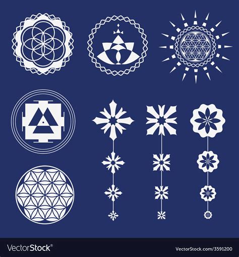 Sacred Geometry Art Elements Royalty Free Vector Image