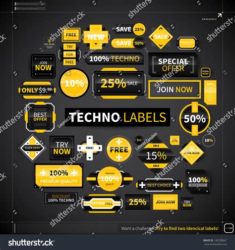 Huge Collection Different Labels Badges Techno Stock Vector 140238661 ...