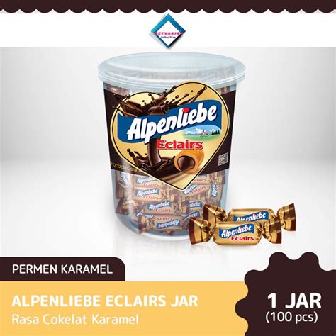 Jual ALPENLIEBE Eclairs Chocolate Caramel Permen Coklat Karamel Jar