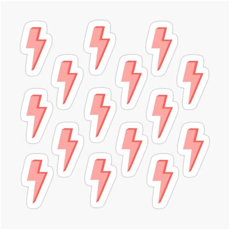 Pink Lightning Stickers Are Arranged In The Shape Of A Rectangle On A