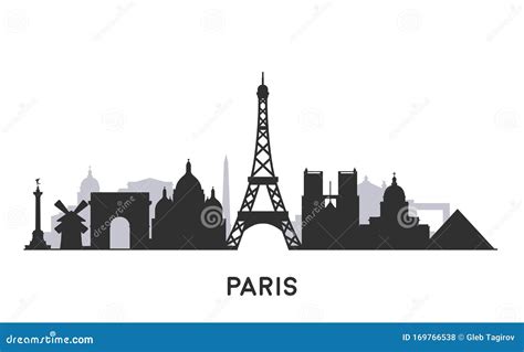 Paris skyline silhouette stock vector. Illustration of silhouette ...