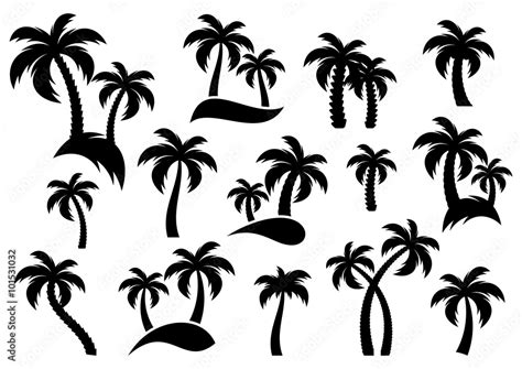 Vector palm tree silhouette icons Stock Vector | Adobe Stock