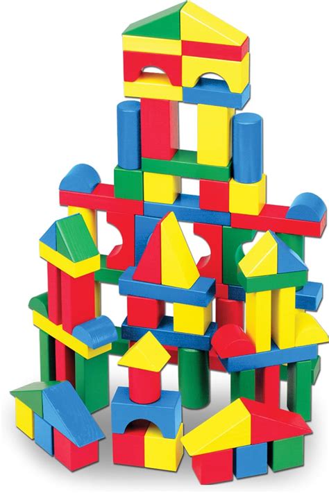 Amazon.com: Melissa & Doug Wooden Building Blocks Set - 100 Blocks in 4 ...