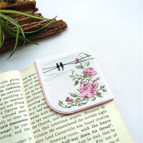 Personalized Corner Bookmark With Hand Embroidered Birds And Inspire