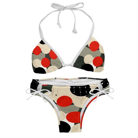 Bathing Suit For Women Womens Bikini Swimsuits String Bikini Xxl Black Red White Dots Walmart
