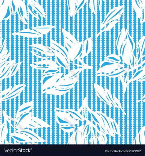 Blue floral seamless pattern with striped Vector Image