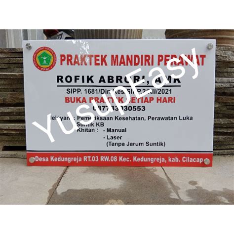 Jual Papan Nama Akrilik Praktek Apoteker Dokter Perawat Plang Praktek