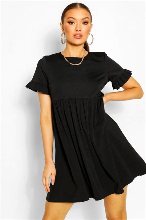 Crepe Ruffle Sleeve Smock Dress Boohoo Uk