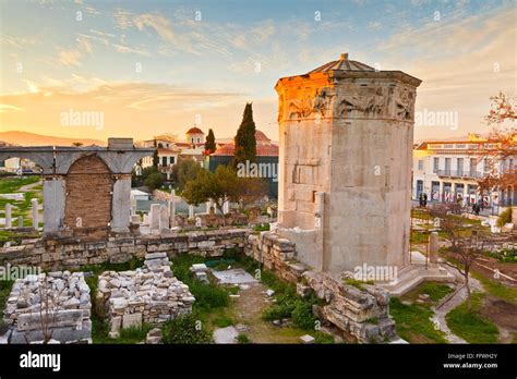 Remains Of The Roman Agora And Tower Of The Winds In Athens Greece