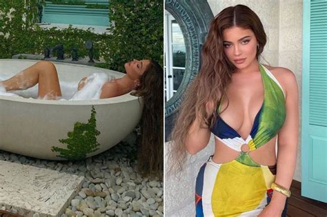 Kylie Jenner S Boobs Spill Out Of Skimpy Bikini As Top Struggles To Contain Assets Daily Star