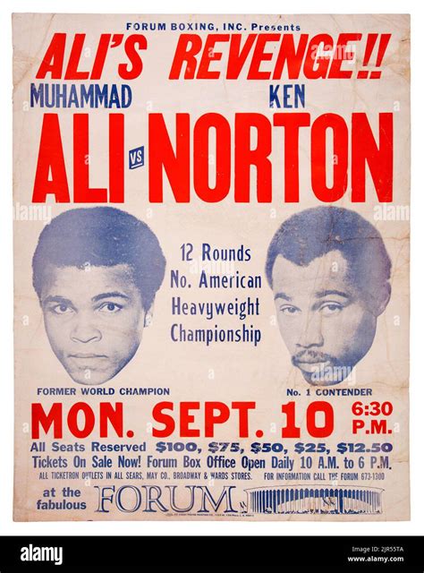 1973 Muhammad Ali Vs Ken Norton II On Site Fight Poster Stock Photo