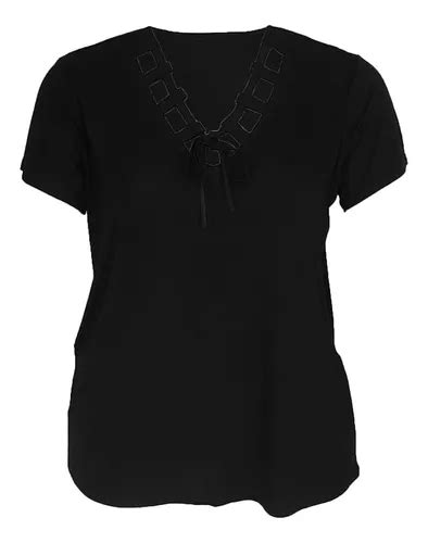 Blusinha Feminina Decote V Amarrar Detalhe Vazado Plus Size